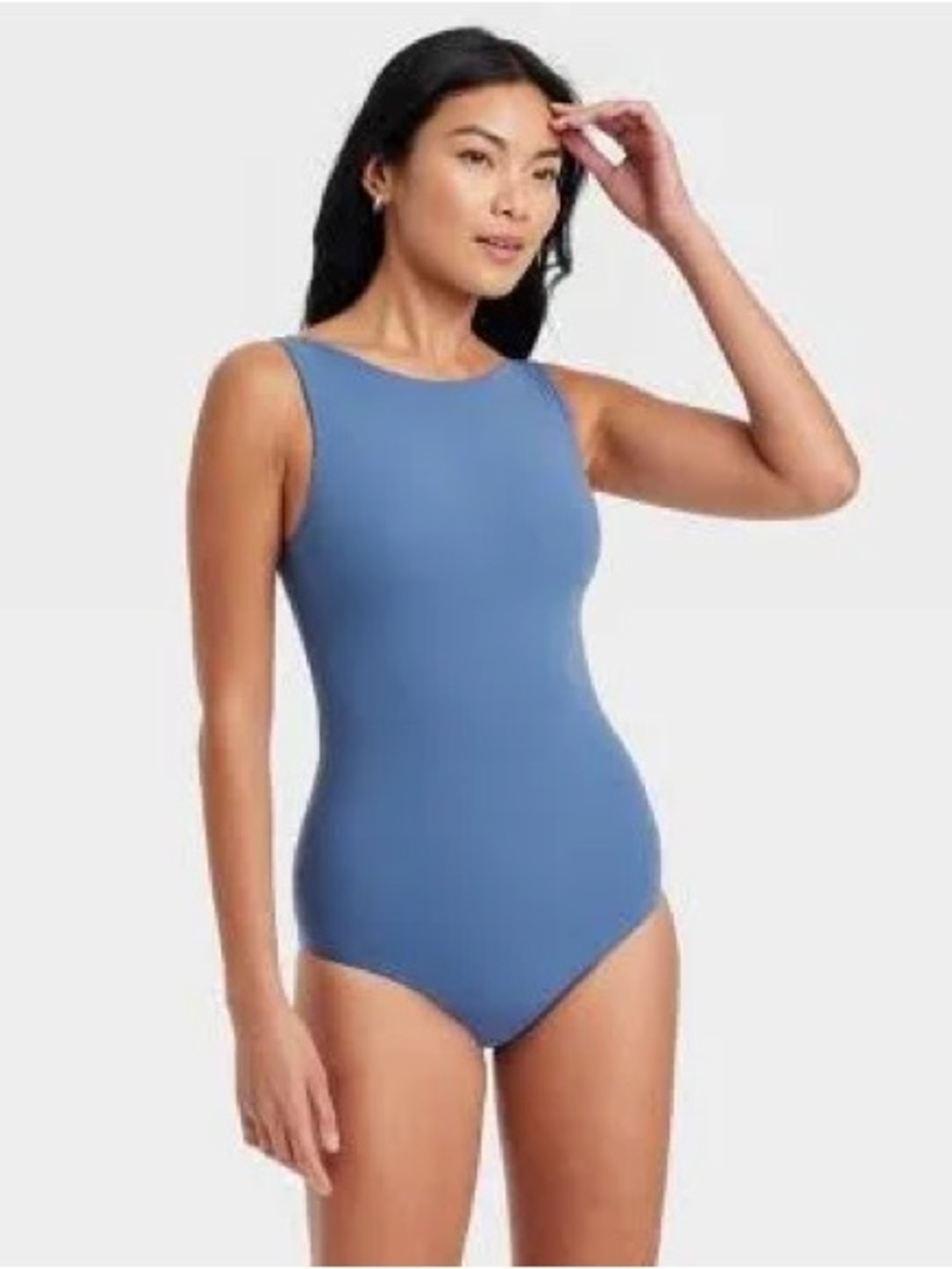 Auden Slate Blue Scoop-Back Bodysuit - Picture 2 of 4